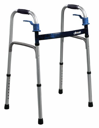 Dual Release Folding Walker Adjustable Height drive Deluxe Aluminum Frame 350 lbs. Weight Capacity 25-1/2 to 32-1/2 Inch Height