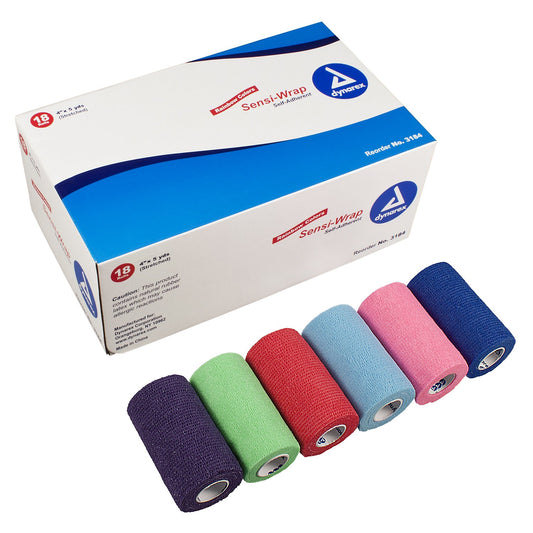 Sensi-Wrap Cohesive Bandage – 4 Inch x 5 Yard, Self-Adherent, Standard Compression