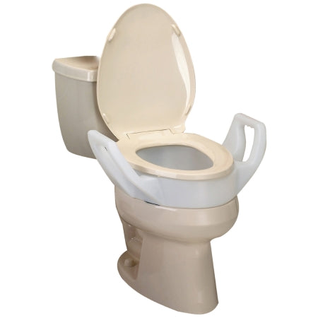 Raised Toilet Seat with Arms Bath Safe 3-1/2 Inch Height White 300 lbs. Weight Capacity