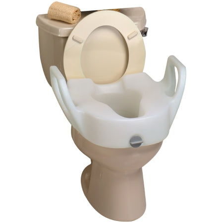 Raised Toilet Seat with Arms Lock-On 11-1/2 Inch Height White 300 lbs. Weight Capacity