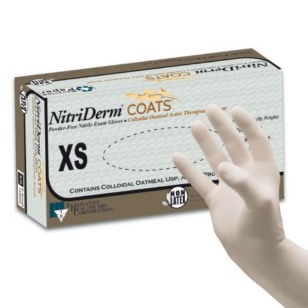 Exam Glove NitriDerm COATS NonSterile Nitrile Standard Cuff Length Fully Textured White Chemo Tested