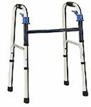 Dual Release Folding Walker Adjustable Height drive Palm Release Aluminum Frame 350 lbs. Weight Capacity 25-1/2 to 32 Inch Height