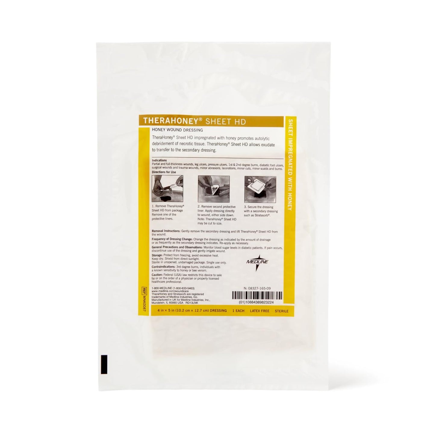 TheraHoney HD Manuka Honey Wound Dressing 4 x 5 Inch Rectangle Sterile