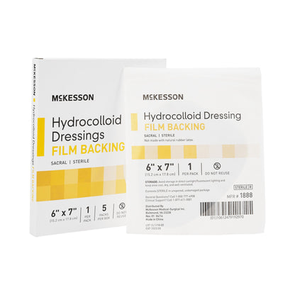 McKesson Hydrocolloid Dressing with Waterproof Film Backing, 6 x 7 Inch – Sacral, Sterile