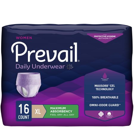 Female Adult Absorbent Underwear Prevail For Women Daily Underwear Pull On with Tear Away Seams X-Large Disposable Heavy Absorbency