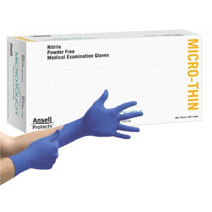 Exam Glove Micro-Touch Micro-Thin NonSterile Nitrile Standard Cuff Length Textured Fingertips Blue Not Rated