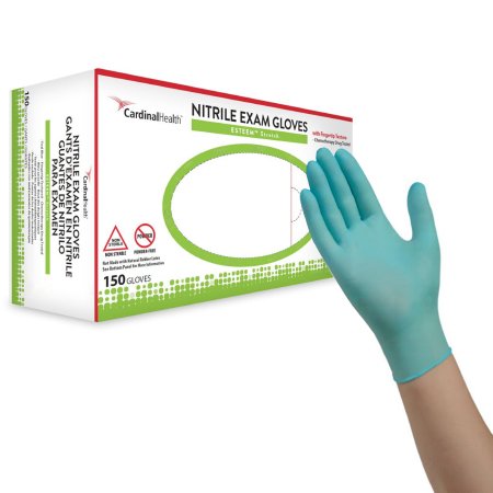 Exam Glove ESTEEM Stretch NonSterile Nitrile Standard Cuff Length Textured Fingertips Teal Chemo Tested