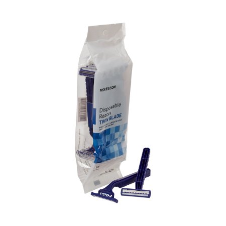 Personal Razor with Lubricating Strip McKesson Single Edge Twin/Triple Blade NonSterile Disposable