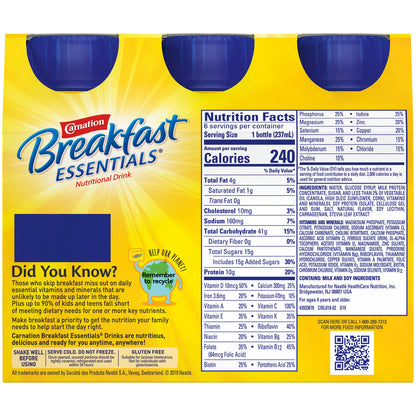 Carnation Breakfast Essentials Oral Nutritional Supplement French Vanilla 8 oz Bottle