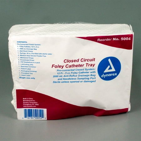 Closed Circuit Catheter Tray Dynarex® Foley 12 Fr. 5 cc Balloon