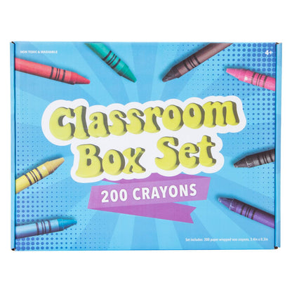 Classroom Crayons Box Set – 200 Count Washable, Non-Toxic Wax Crayons