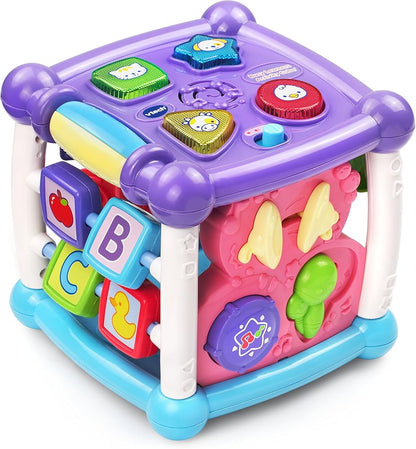VTech Busy Learners Activity Cube – Animals & Shapes, Purple, Toddler Learning Toy (6 Months – 3 Years)