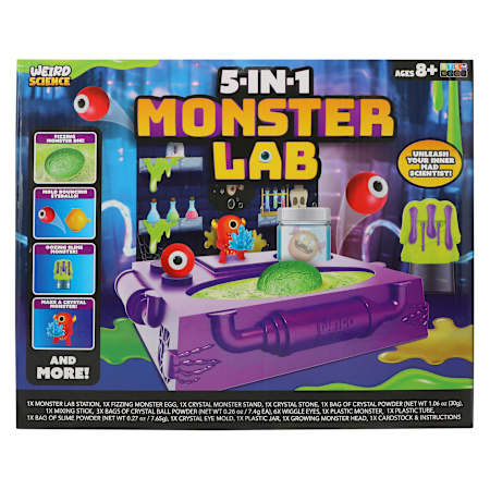 5-in-1 Monster Lab Science Kit for Kids – Slime, Crystals, Experiments & Monster Creations