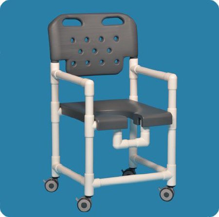 Shower Chair Elite Fixed Arms PVC Frame With Backrest 21 Inch Seat Width