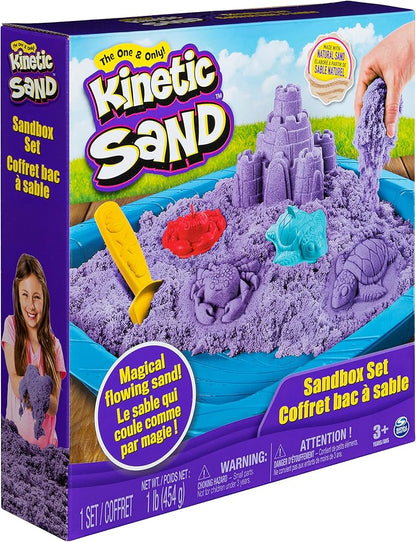 Kinetic Sand Sandbox Playset – 1lb Purple Sand with Molds for Ages 3+