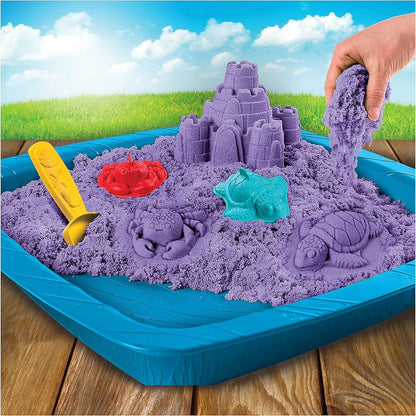 Kinetic Sand Sandbox Playset – 1lb Purple Sand with Molds for Ages 3+