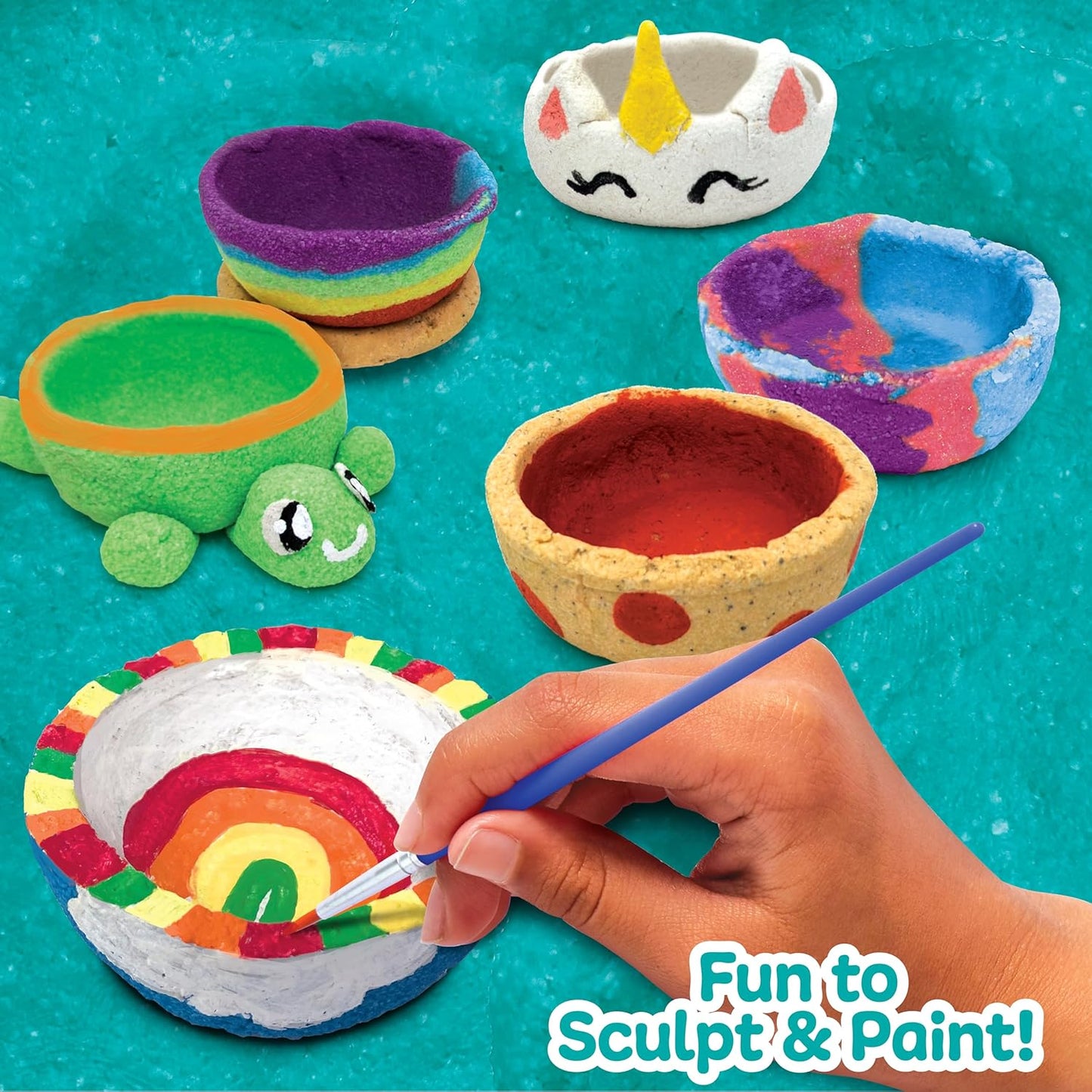 Made By Me! Sand Dough Sculpt & Paint Creations Pottery Kit – Mess-Free Arts & Crafts for Kids Ages 6–9