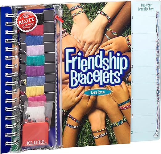 KLUTZ Friendship Bracelets Craft Kit for Kids – DIY Woven Bracelets with Floss, Beads & Instruction Book