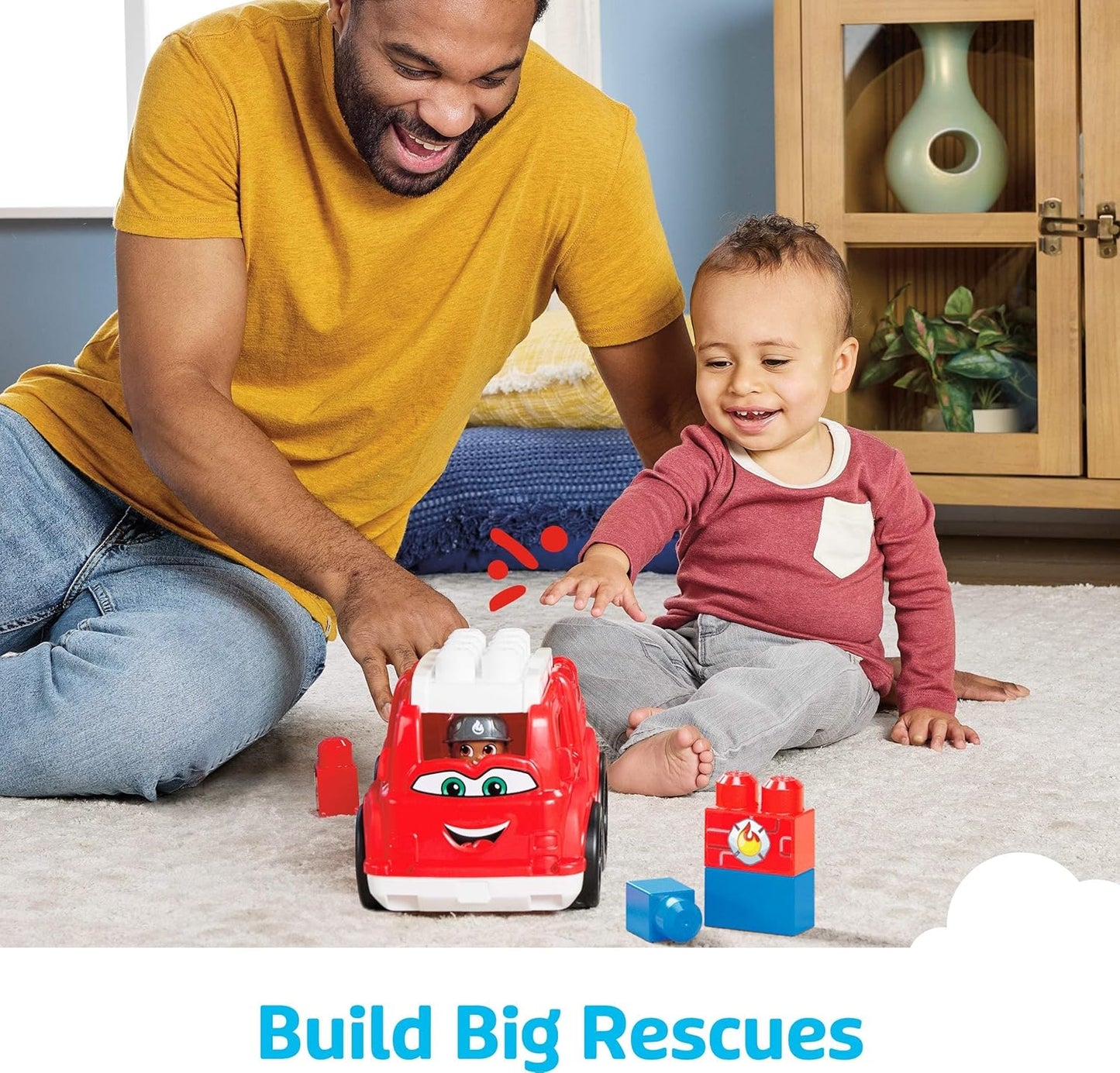 MEGA BLOKS Freddy Fire Truck Building Set with Figure – Fisher-Price Toddler Toy Blocks (6 Pieces), Ages 1+
