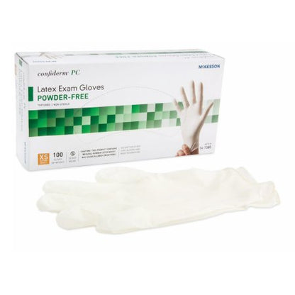 Exam Glove McKesson Confiderm NonSterile Latex Standard Cuff Length Fully Textured Ivory Not Rated