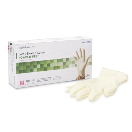 Exam Glove McKesson Confiderm NonSterile Latex Standard Cuff Length Fully Textured Ivory Not Rated