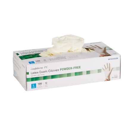 Exam Glove McKesson Confiderm NonSterile Latex Standard Cuff Length Fully Textured Ivory Not Rated