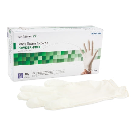 Exam Glove McKesson Confiderm NonSterile Latex Standard Cuff Length Fully Textured Ivory Not Rated