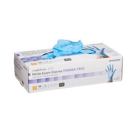 Exam Glove McKesson Confiderm 4.5C NonSterile Nitrile Standard Cuff Length Textured Fingertips Blue Chemo Tested