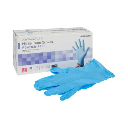 Exam Glove McKesson Confiderm 4.5C NonSterile Nitrile Standard Cuff Length Textured Fingertips Blue Chemo Tested