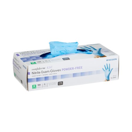 Exam Glove McKesson Confiderm 4.5C NonSterile Nitrile Standard Cuff Length Textured Fingertips Blue Chemo Tested