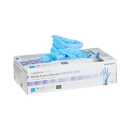 Exam Glove McKesson Confiderm 4.5C NonSterile Nitrile Standard Cuff Length Textured Fingertips Blue Chemo Tested