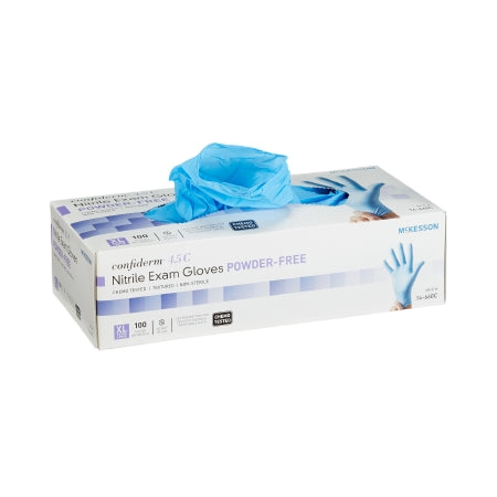 Exam Glove McKesson Confiderm 4.5C NonSterile Nitrile Standard Cuff Length Textured Fingertips Blue Chemo Tested