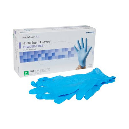 Exam Glove McKesson Confiderm 3.8 NonSterile Nitrile Standard Cuff Length Textured Fingertips Blue Not Rated