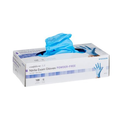 Exam Glove McKesson Confiderm 3.8 NonSterile Nitrile Standard Cuff Length Textured Fingertips Blue Not Rated