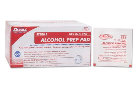 Alcohol Prep Pad Dukal 70% Strength Isopropyl Alcohol Individual Packet