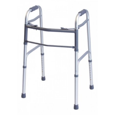 Dual Release Folding Walker with Wheels Adjustable Height Lumex Everyday Aluminum Frame 300 lbs. Weight Capacity 32 to 38 Inch Height