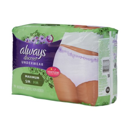 Female Adult Absorbent Underwear Always Discreet Pull On with Tear Away Seams X-Large Disposable Heavy Absorbency