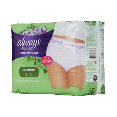 Female Adult Absorbent Underwear Always Discreet Pull On with Tear Away Seams X-Large Disposable Heavy Absorbency