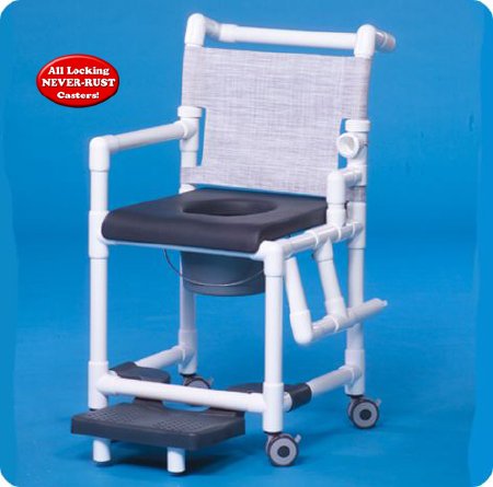 Commode / Shower Chair ipu Drop Arm - Left PVC Frame Mesh Backrest