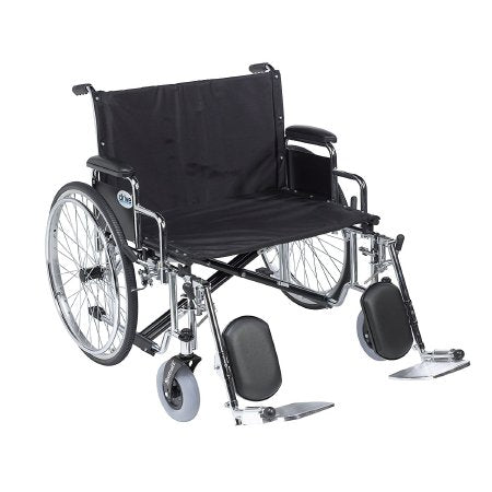 Bariatric Wheelchair drive Sentra EC Heavy Duty Dual Axle Desk Length Arm Black Upholstery 30 Inch Seat Width Adult 700 lbs. Weight Capacity