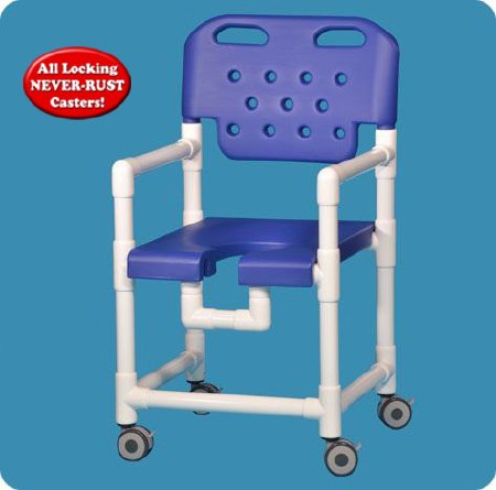 Shower Chair Fixed Arms PVC Frame With Backrest 21 Inch Seat