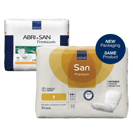 Bladder Control Pad Abri-San Premium 11 Inch Length Light Absorbency Fluff / Polymer Core Level 1A