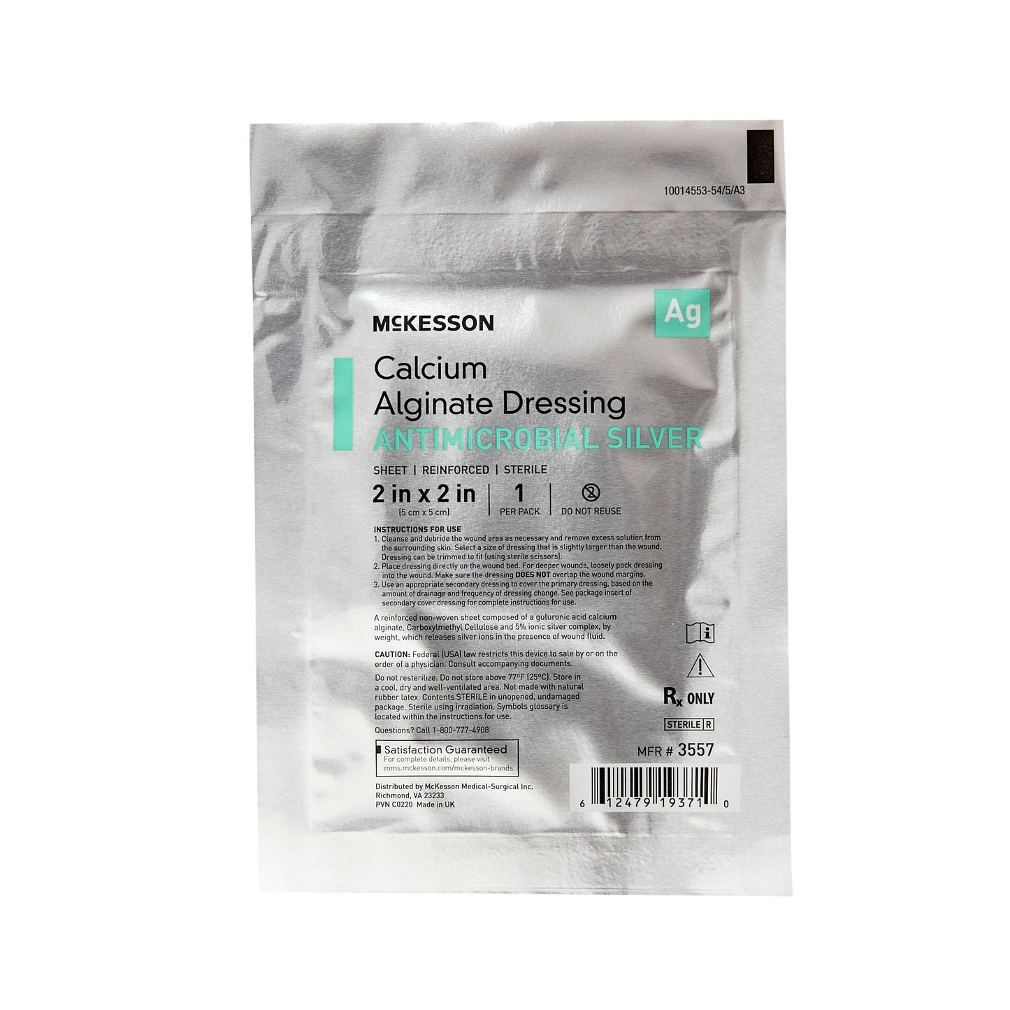 McKesson Silver Alginate Dressing 2 x 2 Inch 5% Silver 10 Count Sterile