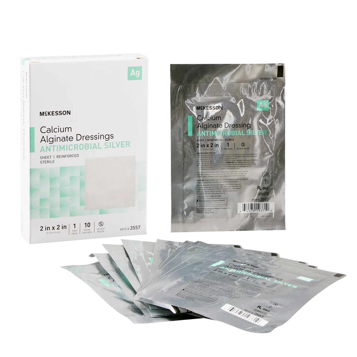 McKesson Silver Alginate Dressing 2 x 2 Inch 5% Silver 10 Count Sterile