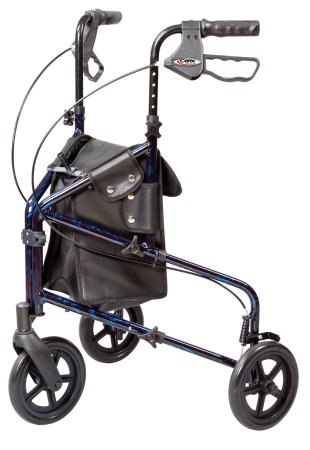 3 Wheel Rollator Carex Marbled Blue Adjustable Height / Lightweight / Folding Aluminum Frame