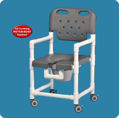 Commode / Shower Chair Elite Fixed Arms PVC Frame With Backrest