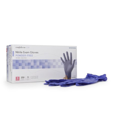 Exam Glove McKesson Confiderm 3.0 NonSterile Nitrile Standard Cuff Length Textured Fingertips Blue Not Rated