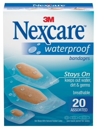 Adhesive Strip Nexcare Water Assorted Sizes Film Rectangle Clear Sterile