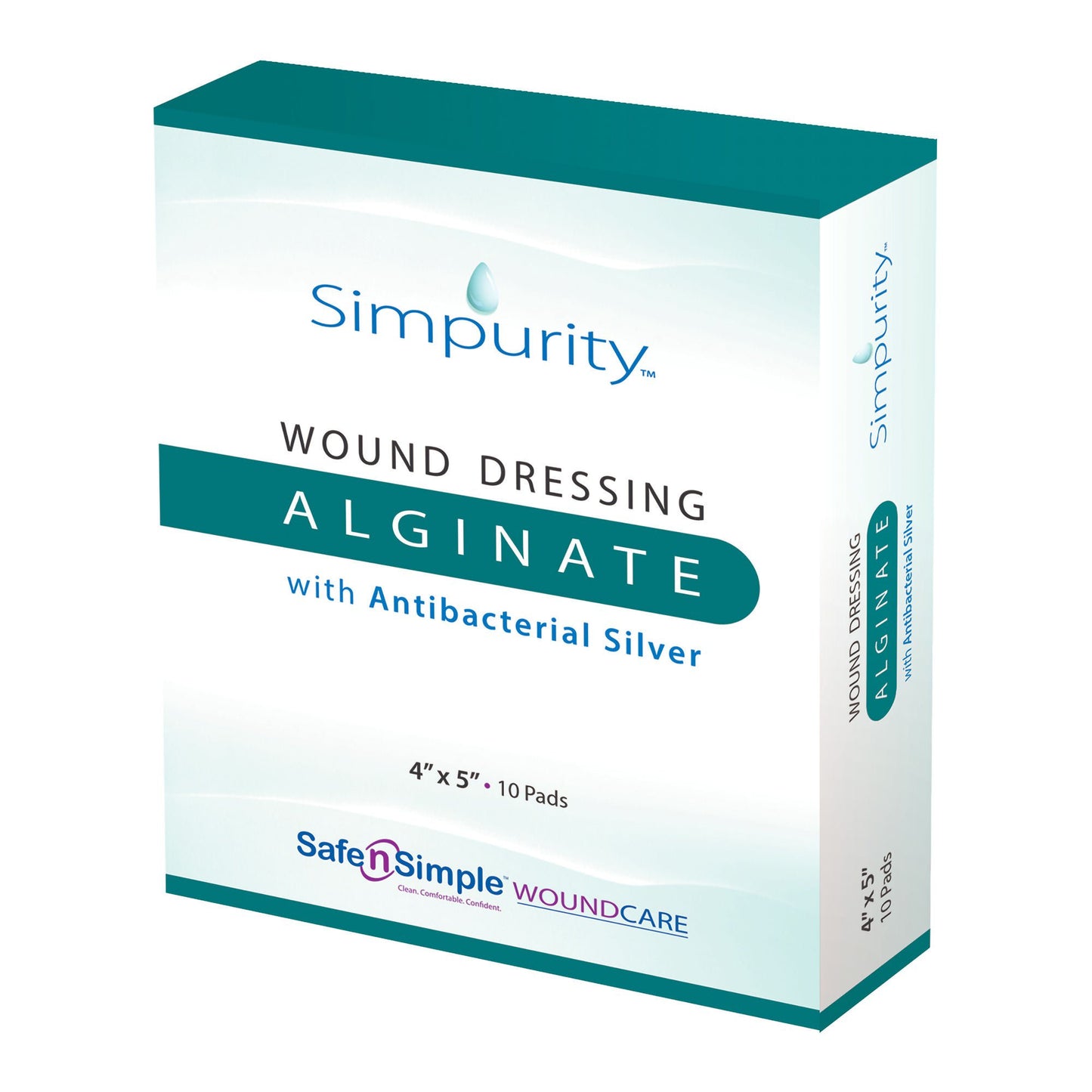 Simpurity Silver Alginate Wound Dressing 4 x 5 Inch Sterile