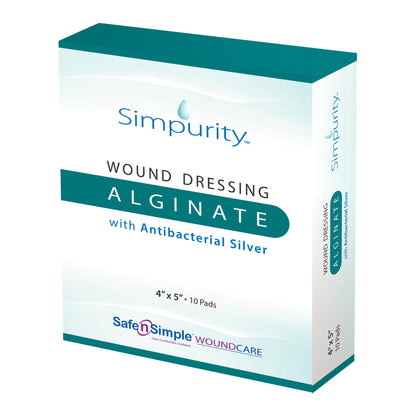Simpurity Silver Alginate Wound Dressing 4 x 5 Inch Sterile